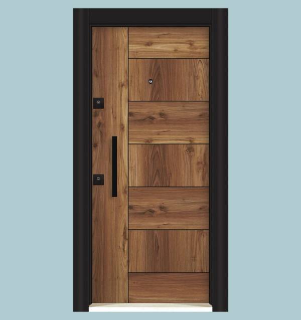 Porte Blindée Classique – Modèle 1417 | Bois Noisetier Massif